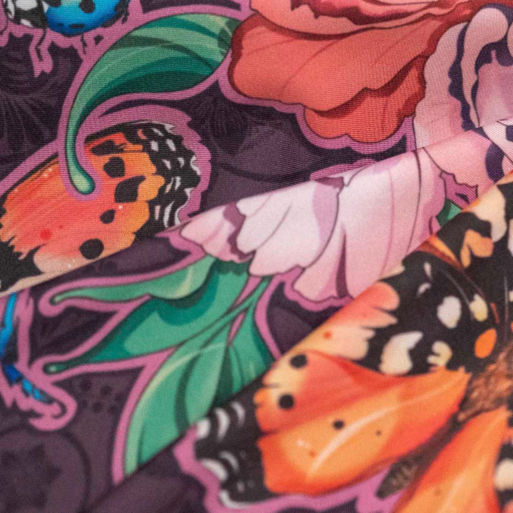 Zoomed in photo of our EnviSoft Enchanted Garden Printed Fabric