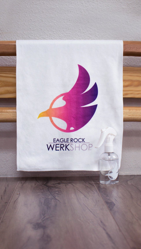 View of towel with eagle logo