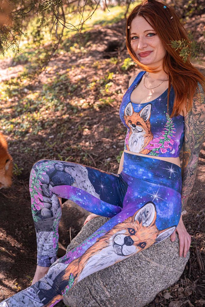 Mikayla Raines of Save A Fox Rescue wearing WERKSHOP X Save A Fox Athleisure Leggings and Top set.