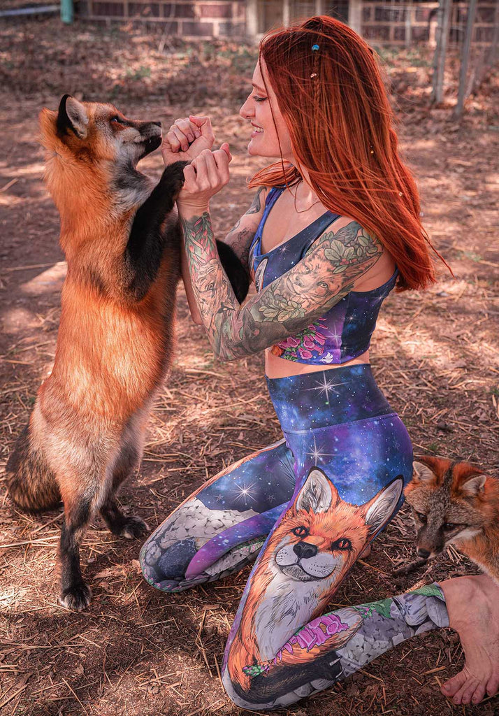 Mikayla Raines of Save A Fox Rescue wearing WERKSHOP Fox Leggings and Top